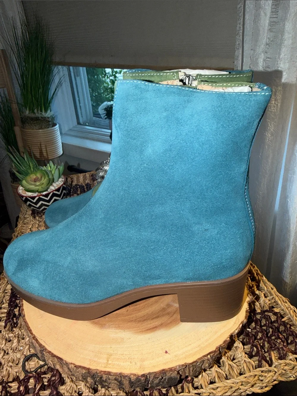 Lazo Siren Suede Colorblock Ankle Boots Blue Green Made in Italy Women’s 7 NIB